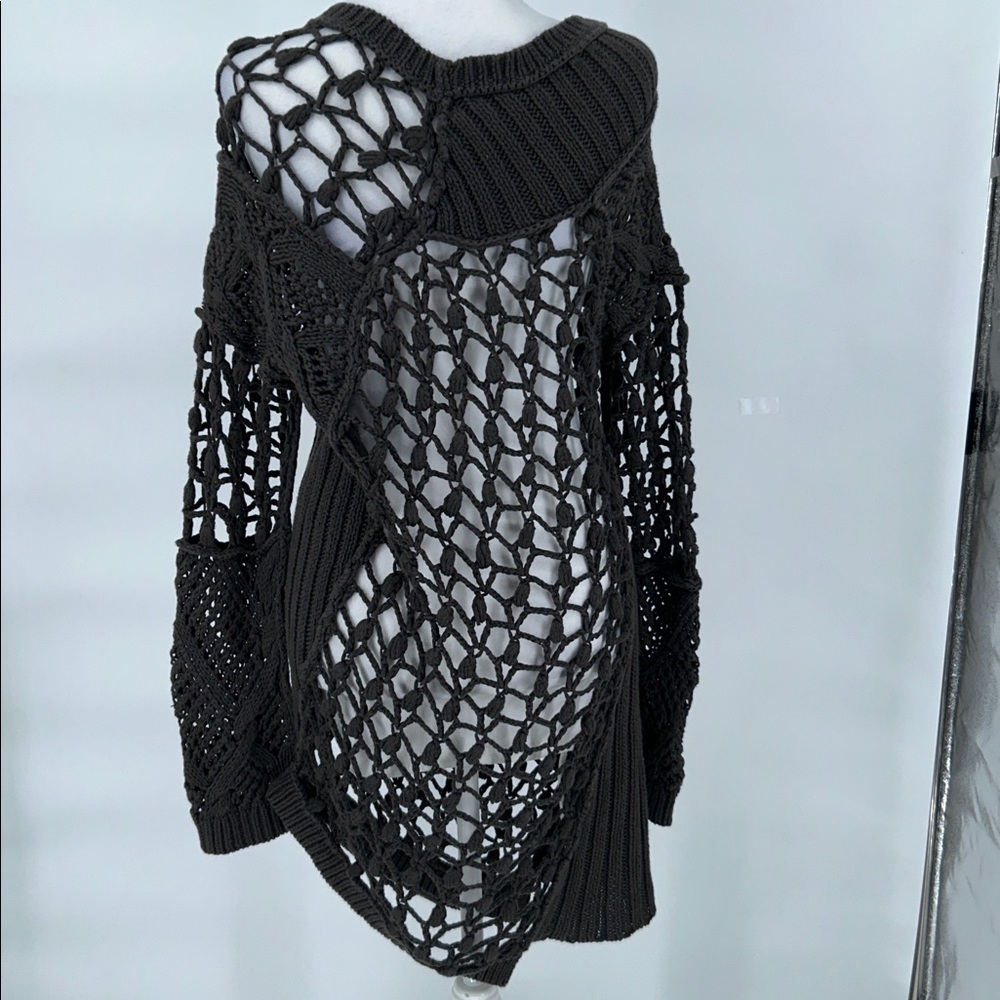 ALLSAINTS Hand Crochet Open-Knit Sweater Dress UK 12 US 8 Linen Cotton Boho - Picture 7 of 12